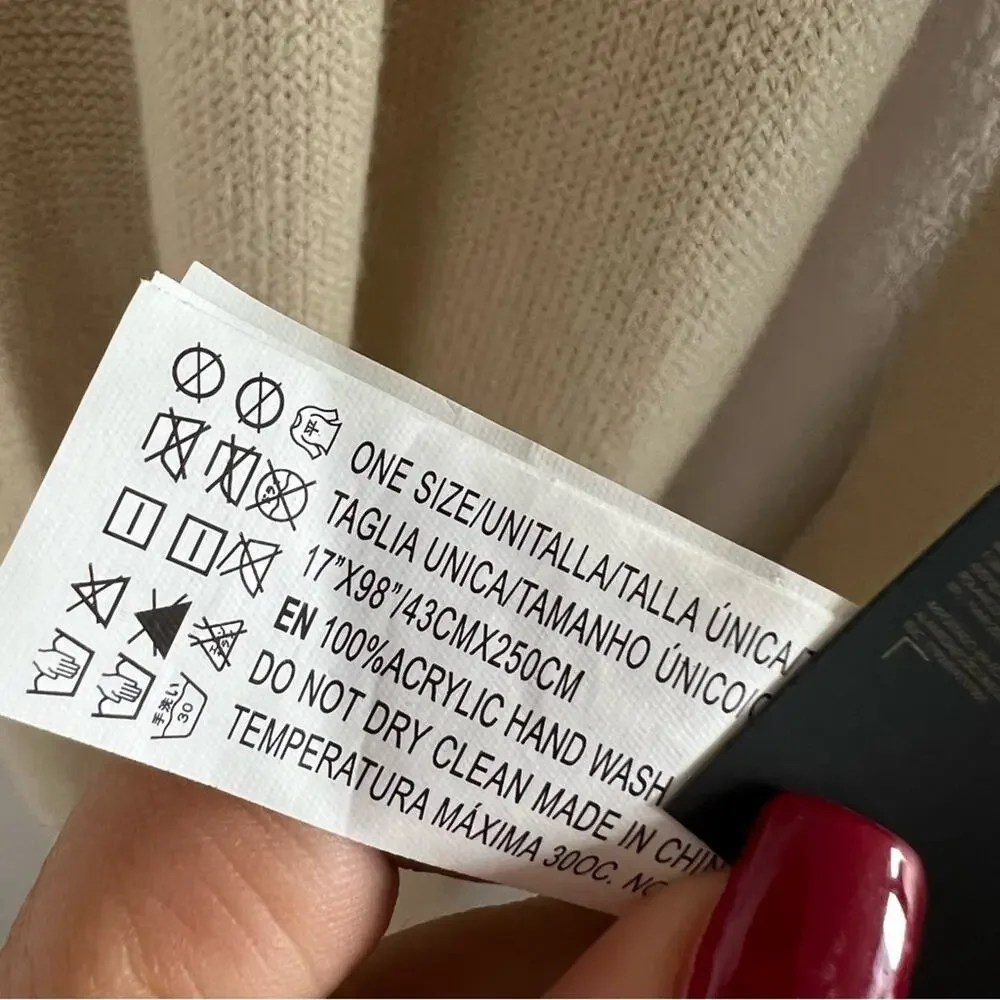 NWT Forever 21 Cream Soft Knit Blanket Style Scarf 17" X 98" - Picture 8 of 8